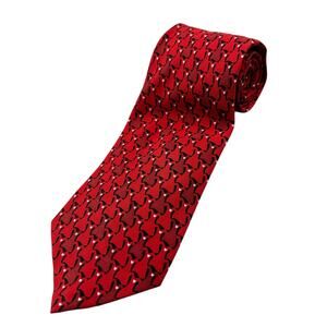 Wolf Mark Vintage Dress Tie 100% Silk Red Dress Heart Pattern 59"‎ 4"